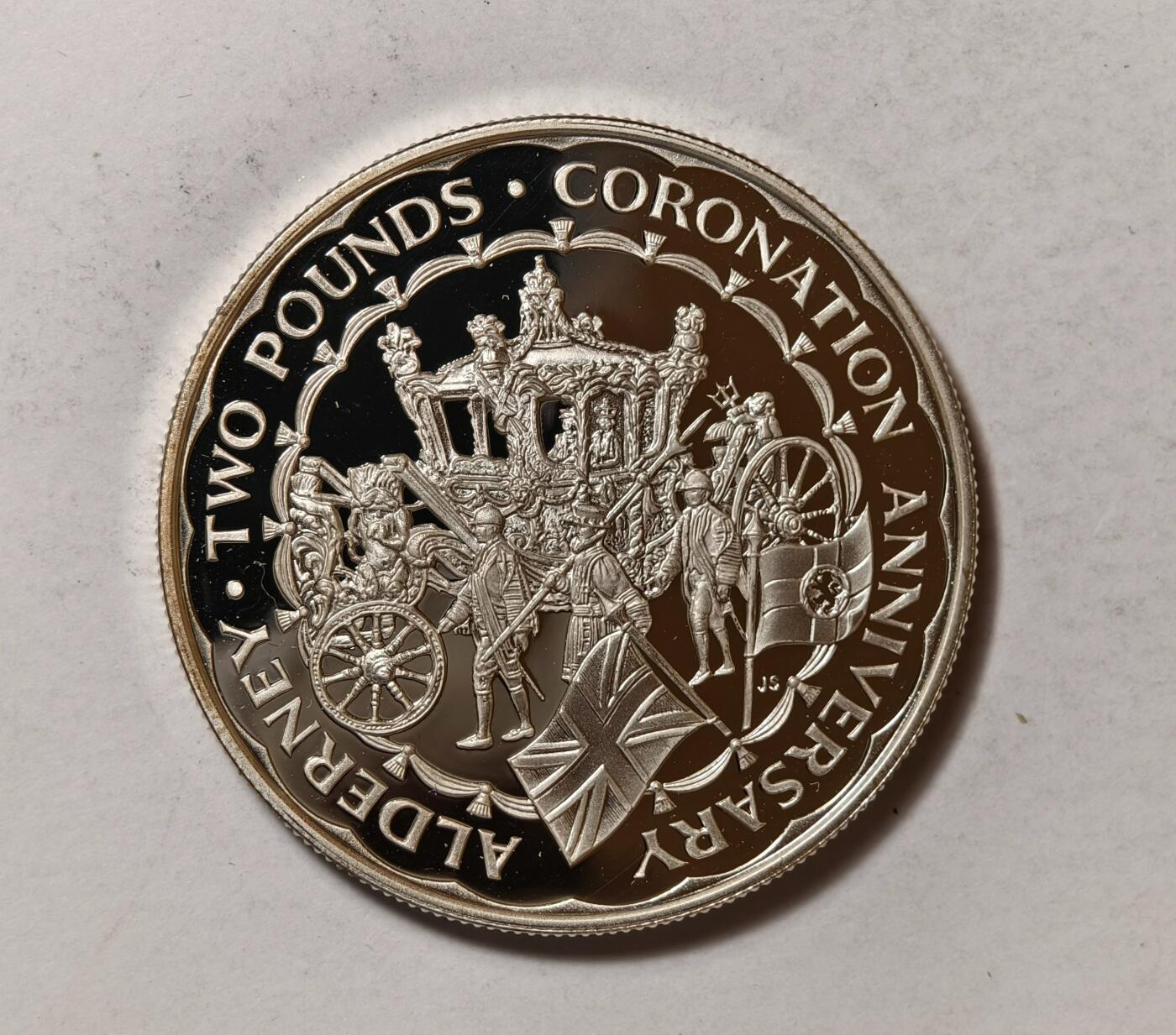 紫瑗钱币——第346期拍卖 奥尔德尼 1993年 伊丽莎白女王加冕40周年 2磅 28.28克 0.925银 精制