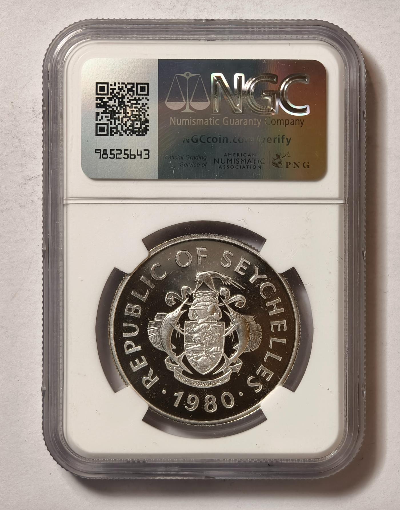 紫瑗钱币——第346期拍卖 塞尔舌 1980年 国际儿童节 50卢比  银币 NGC PR69 UC