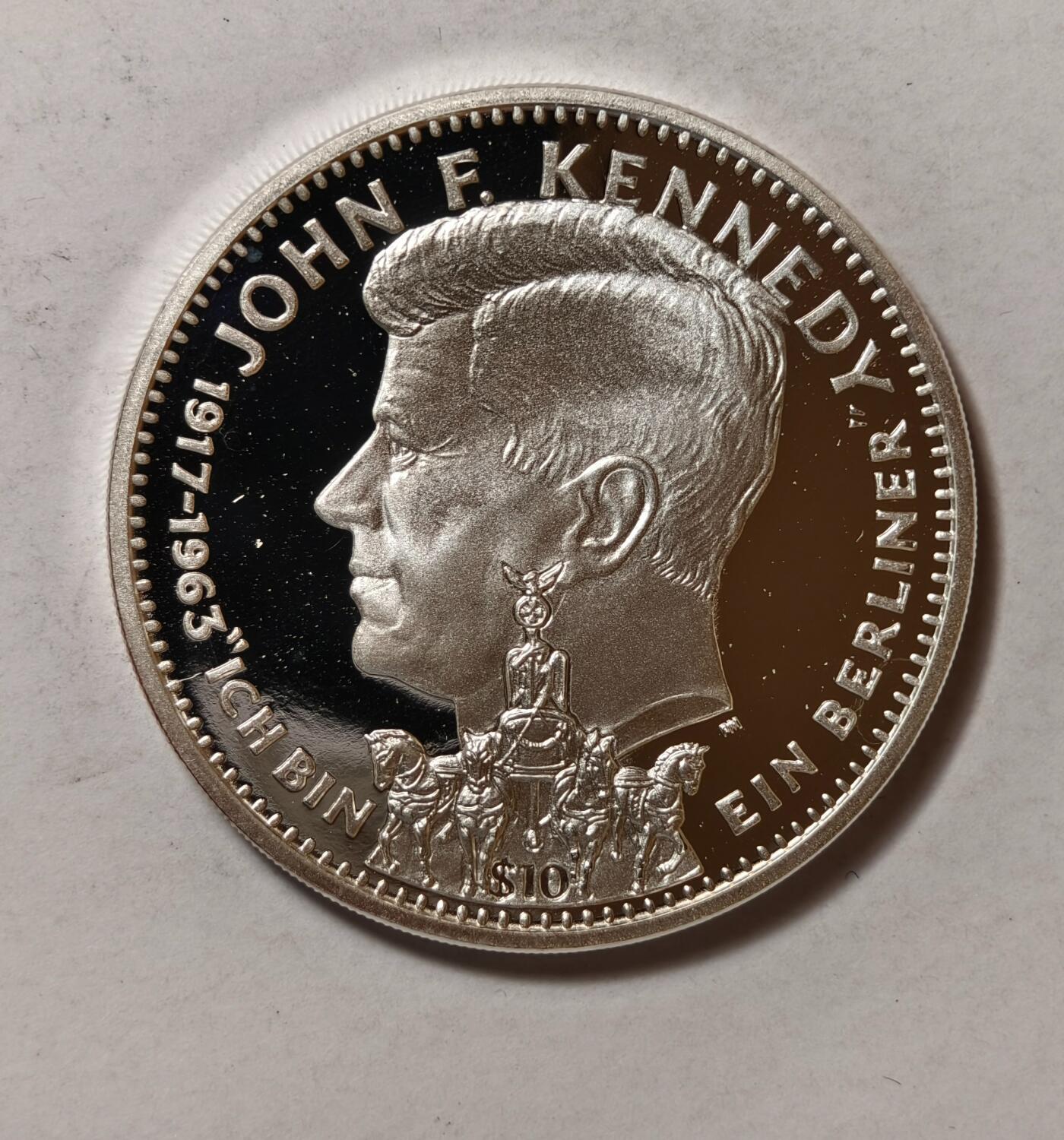 紫瑗钱币——第346期拍卖 利比里亚 1993年 约翰·肯尼迪总统 10元 1盎司 31.1克 0.925银 精制