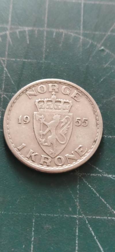 外国硬币初藏2024年第12场 - 挪威1克朗镍币1955年
