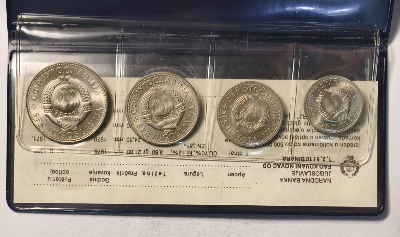 紫瑗钱币——第346期拍卖 南斯拉夫 1970年/1976年 世界粮仓组织FAO 1 2 5 10 第纳尔 UNC 纪念币 4枚套 原包装