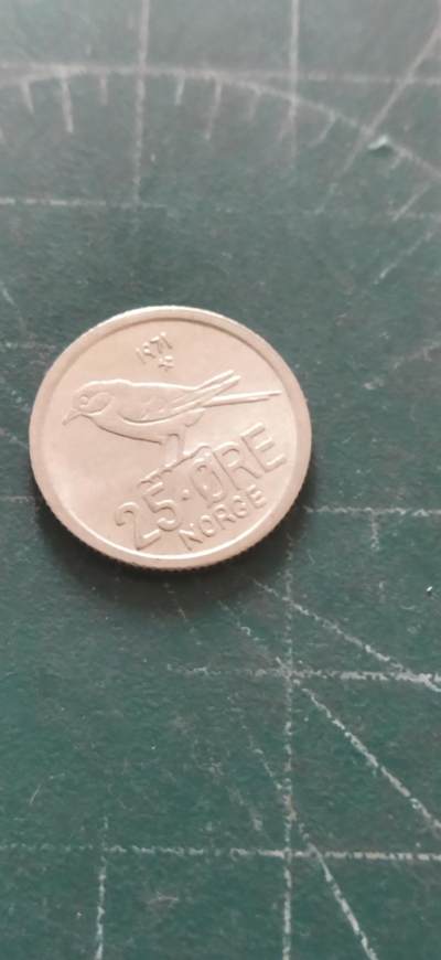 外国硬币初藏2024年第12场 - 挪威25欧尔镍币。1971年