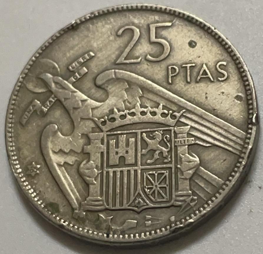 神仙姐姐散币好品专场第四十一期（无佣金满邮自动发出 1957 年西班牙 25 比塞塔