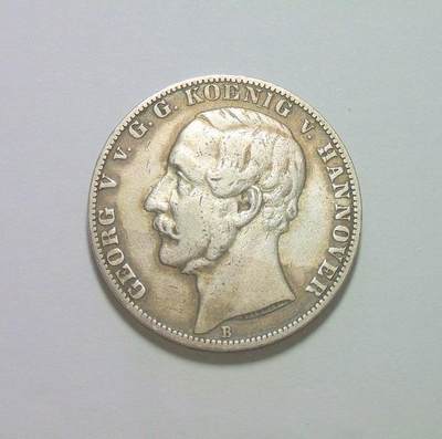 德国汉诺威1866年 乔治五世狮马1泰勒银币 极美品  - 德国汉诺威1866年 乔治五世狮马1泰勒银币 极美品 