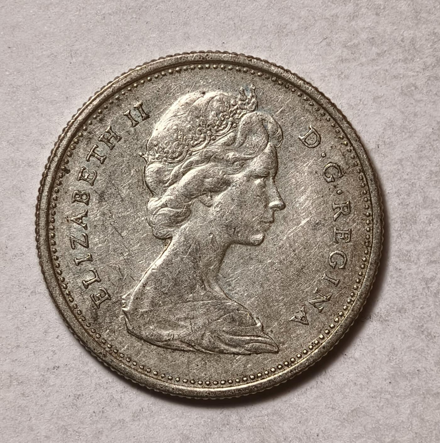 紫瑗钱币——第346期拍卖 加拿大 1967年 伊丽莎白二世 建国百年 豹 25分 5.84克 0.8银