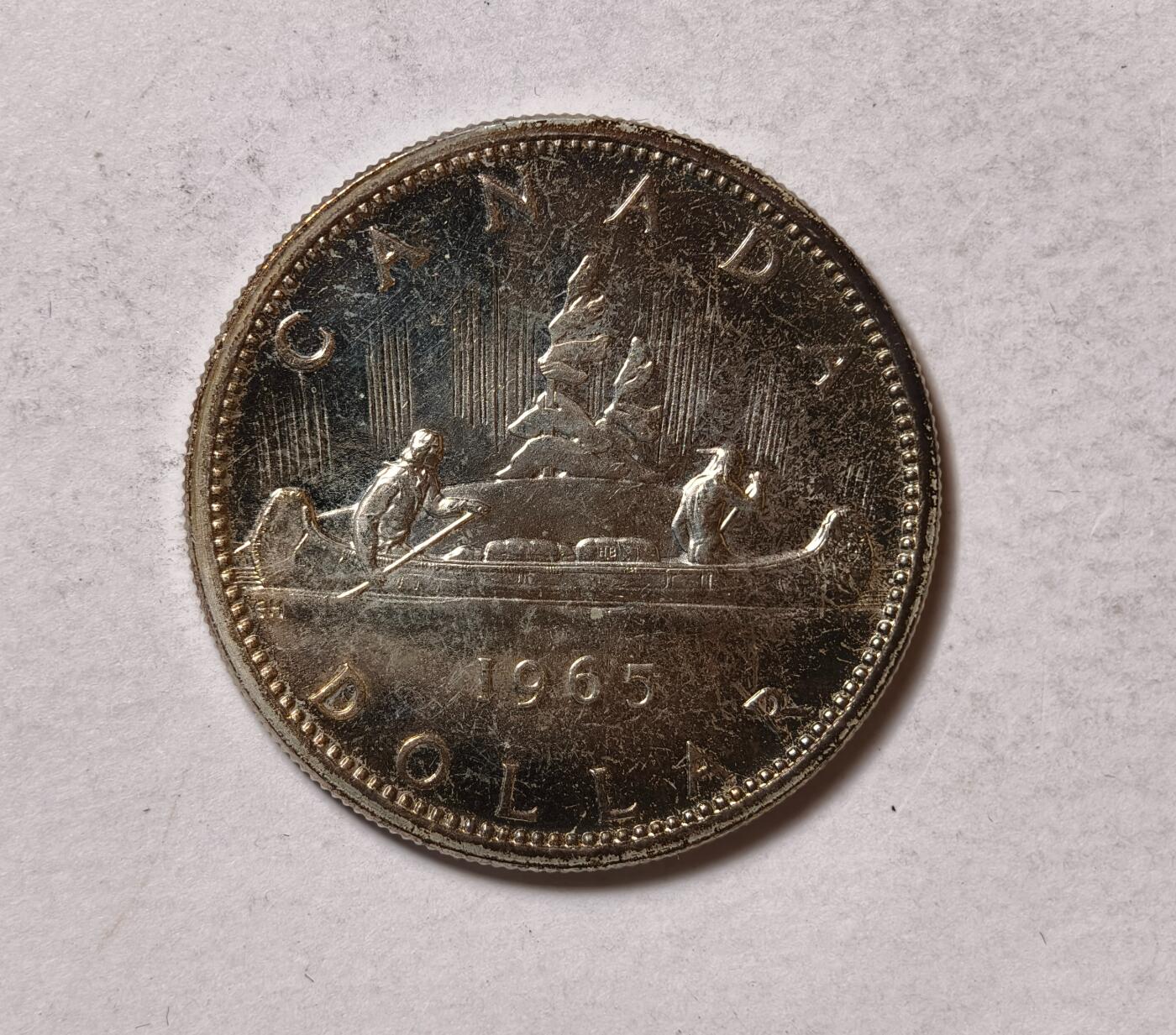 紫瑗钱币——第346期拍卖 加拿大 1965年 伊丽莎白二世 划船 1元 23.5克 0.8银