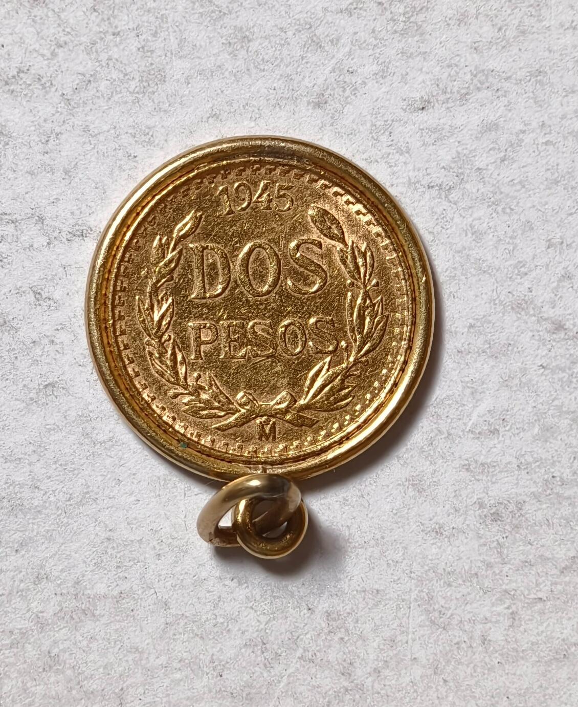 紫瑗钱币——第346期拍卖 墨西哥 1945年 鹰洋 2比索 1.667克 0.9金 （总重2.2克 0.9金）