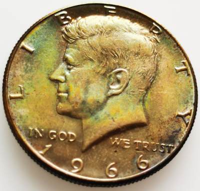  外国散币20240508场次（中拍皆有赠品），每周两拍，可寄存半年 - 黄油彩美国1966年1/2美元银币