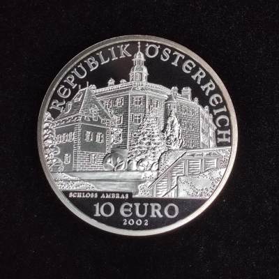 巴斯克收藏第263期 纪念币专场 5月21/22/23 号三场连拍 全场包邮 - 奥地利 2002年 10欧元精制纪念银币 安布拉斯城堡