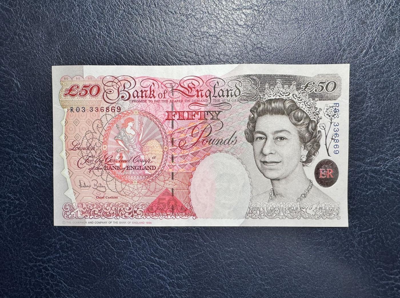 收藏联盟Quantum Auction 第344期拍卖  英国1994 (ND 2006)年50镑 品相UNC 号码无47  英格兰银行首任总裁 霍布伦