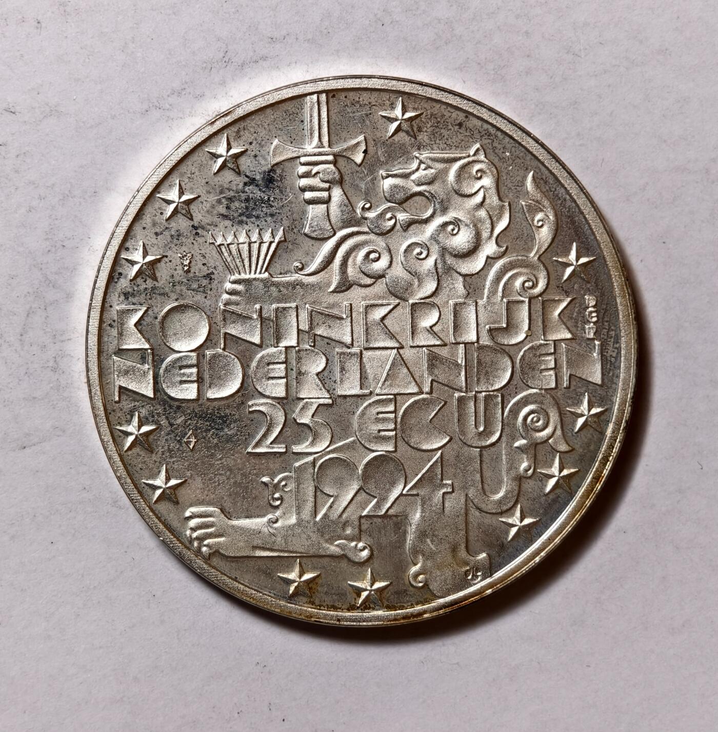 紫瑗钱币——第346期拍卖 荷兰 1994年 罗斯福总统 25埃局 25克 0.925银 精制