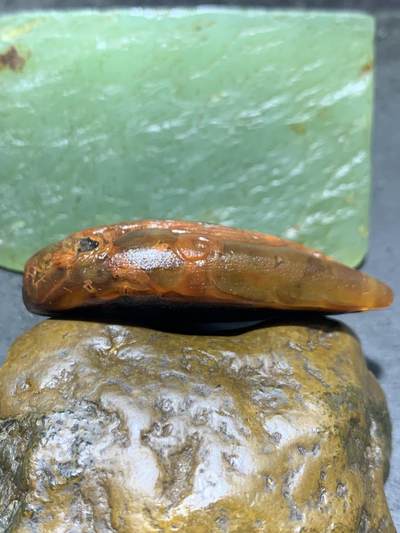 精美亚光冰飘冻料战国红玛瑙手工俏色巧雕凤舞九天吊坠一个， 精美亚光冰飘冻料战国红玛瑙手工俏色巧雕凤舞九天吊坠一个，