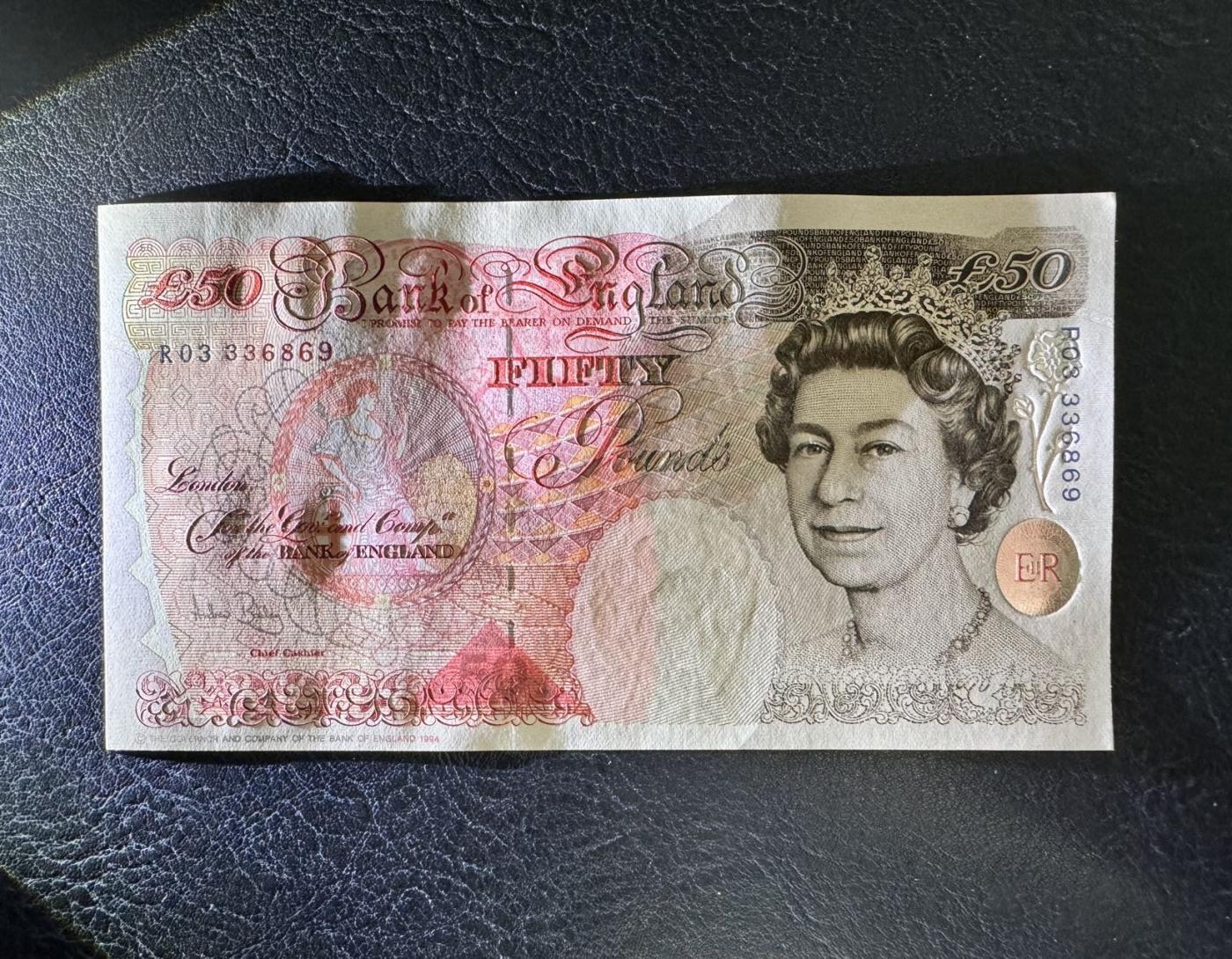 收藏联盟Quantum Auction 第344期拍卖  英国1994 (ND 2006)年50镑 品相UNC 号码无47  英格兰银行首任总裁 霍布伦