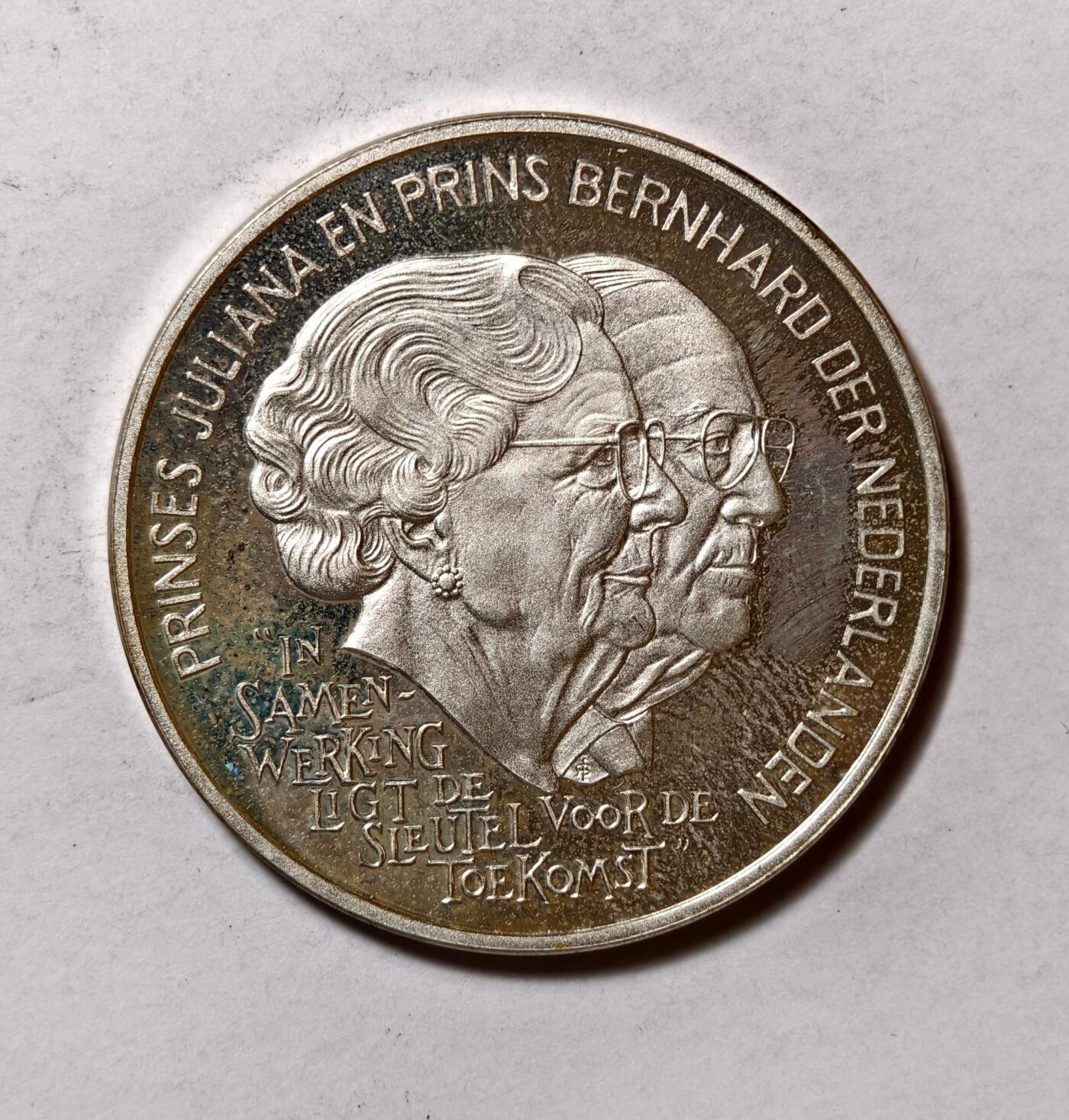 紫瑗钱币——第346期拍卖 荷兰 1994年 朱丽安娜女王夫妇 25埃局 25克 0.925银 精制