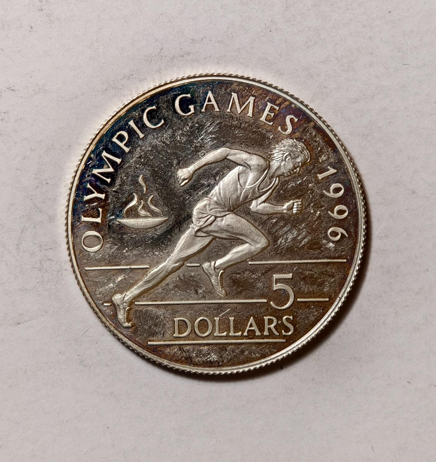 紫瑗钱币——第346期拍卖 纽埃 1992年 亚特兰大奥运会 短跑 5元 10克 0.5银 精制