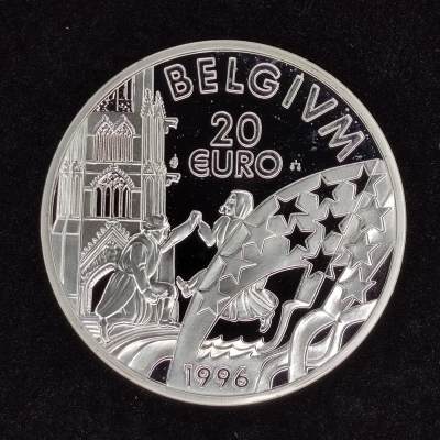 巴斯克收藏第263期 纪念币专场 5月21/22/23 号三场连拍 全场包邮 - 比利时 阿尔贝二世 1996年 20欧元精制银币