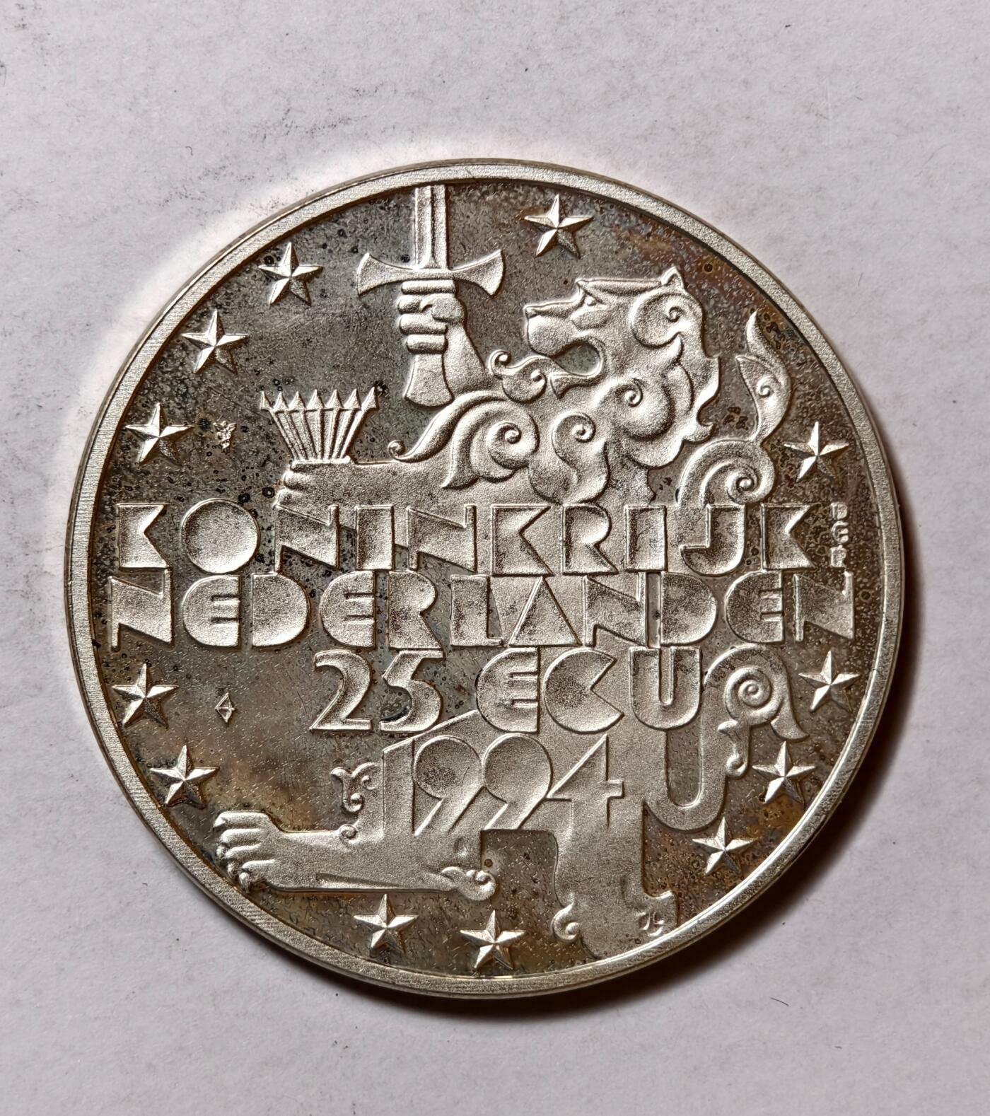 紫瑗钱币——第346期拍卖 荷兰 1994年 朱丽安娜女王夫妇 25埃局 25克 0.925银 精制