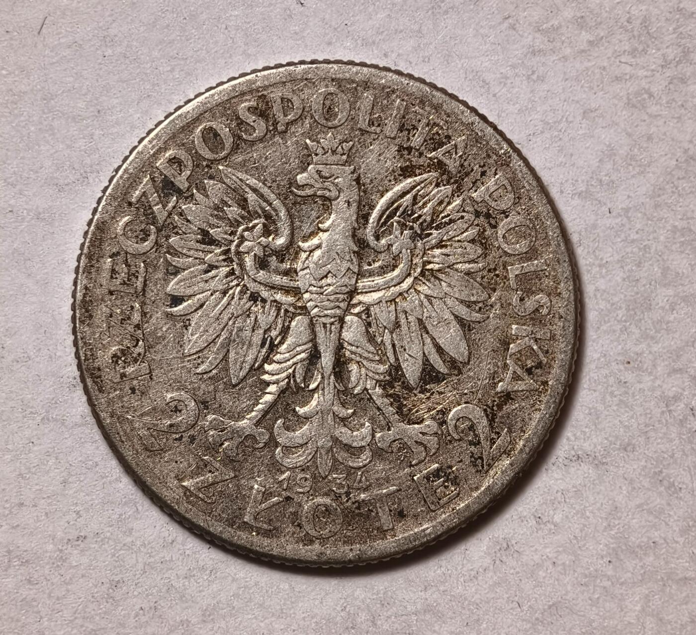 紫瑗钱币——第346期拍卖 波兰 1934年 贾德维拉 2兹罗提 4.4克 0.75银