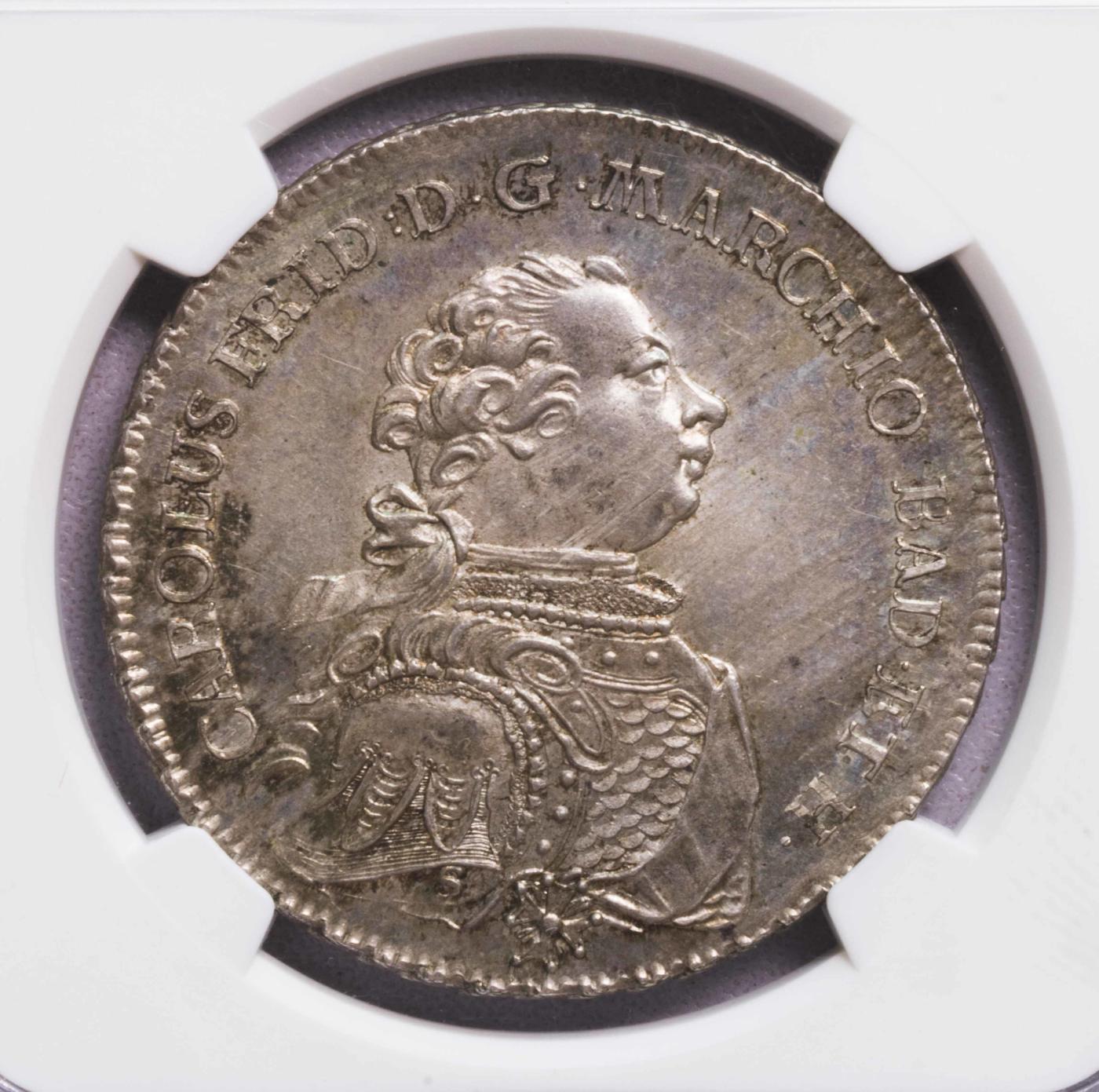 NGC-MS65 1767德国巴登杜拉赫狮鹫泰勒大银币 唯一冠军 稀少完美