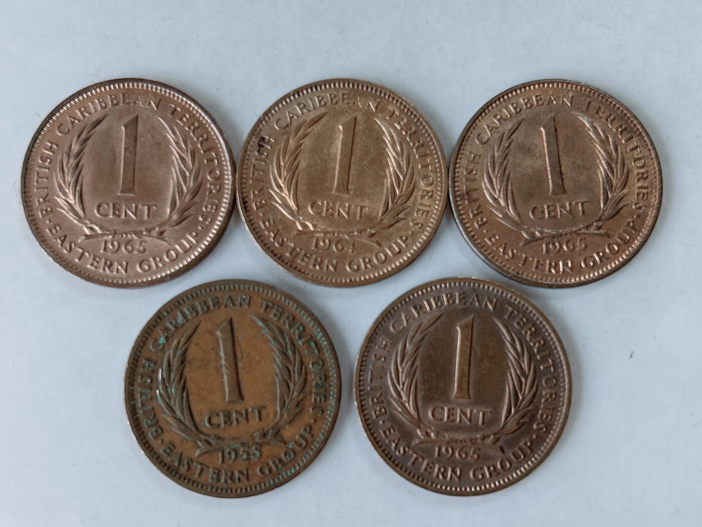 第一海外回流一元起拍收藏 散币专场 第86期 东加勒比1分铜币 5枚