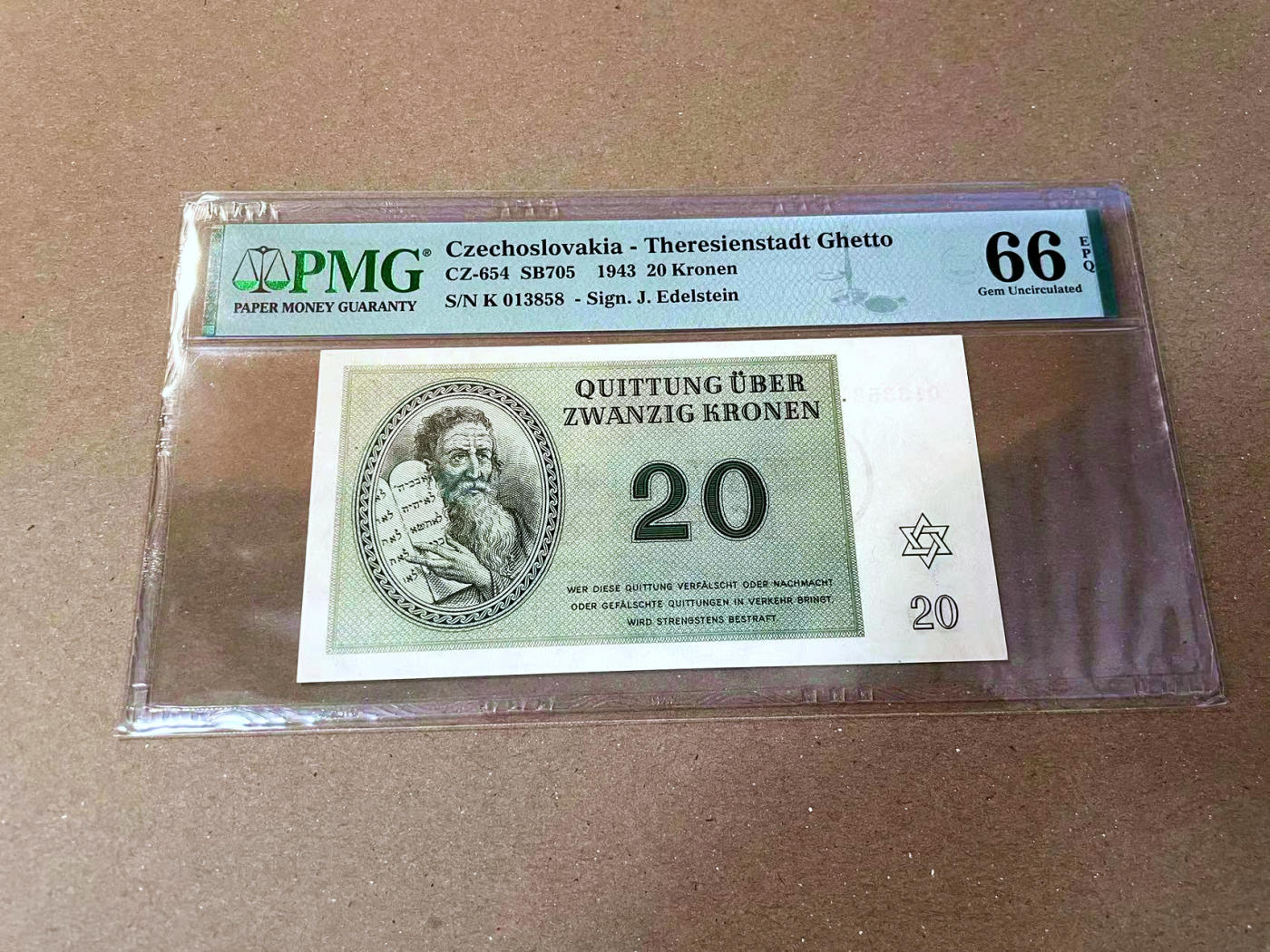 【Blue Auction】✨世界纸币精拍第473期【精】  【无47】德占捷克斯洛伐克 特雷津集中营 1943年20克朗 PMG66EPQ 