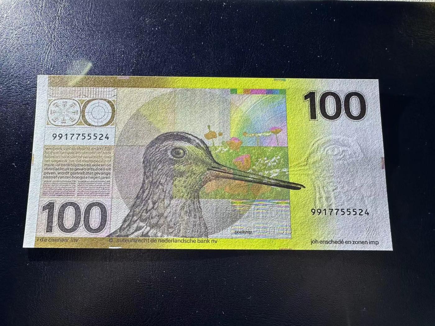 【Blue Auction】✨世界纸币精拍第473期【精】 荷兰 1977年100盾 水鸟 UNC