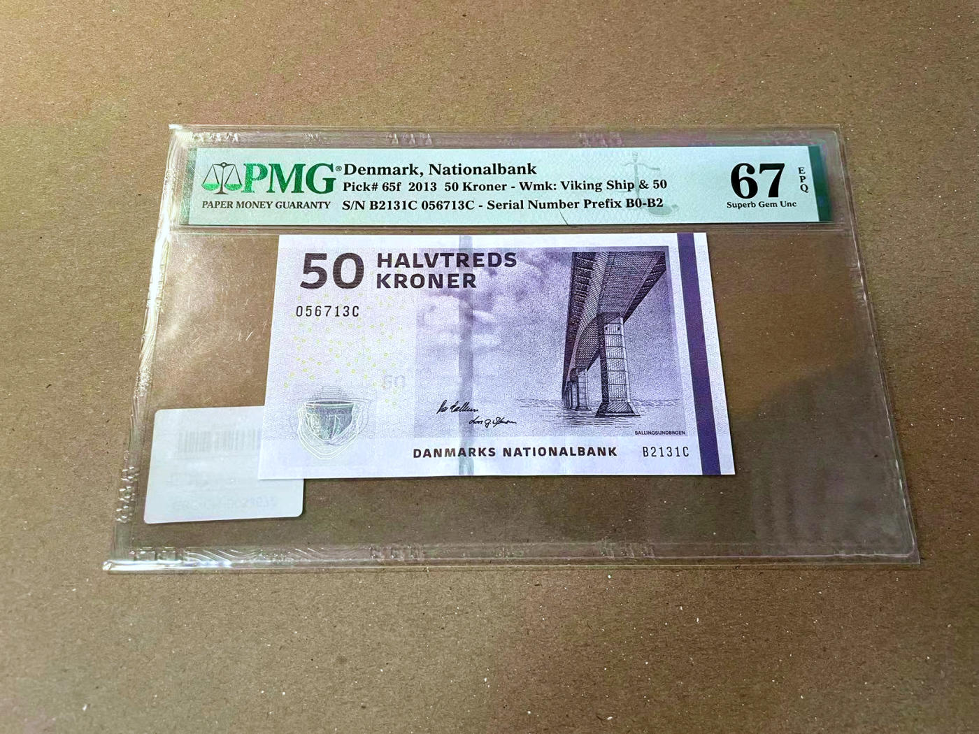 【Blue Auction】✨世界纸币精拍第473期【精】 丹麦 2013年50克朗 PMG67EPQ 高分