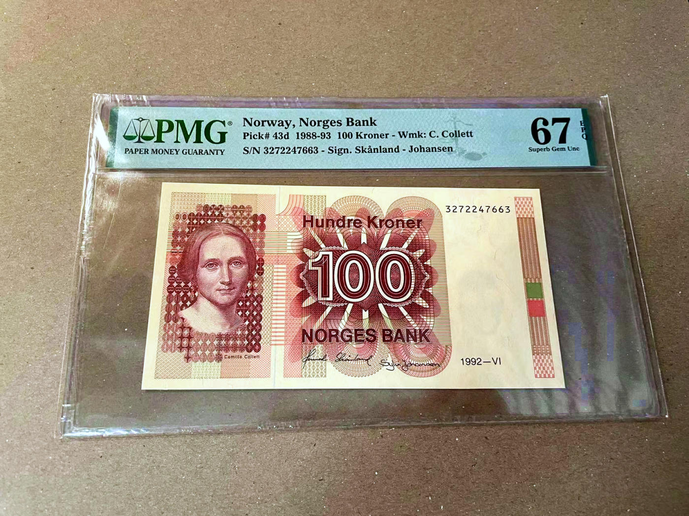 【Blue Auction】✨世界纸币精拍第473期【精】 挪威 1992年100克朗 PMG67EPQ 高分