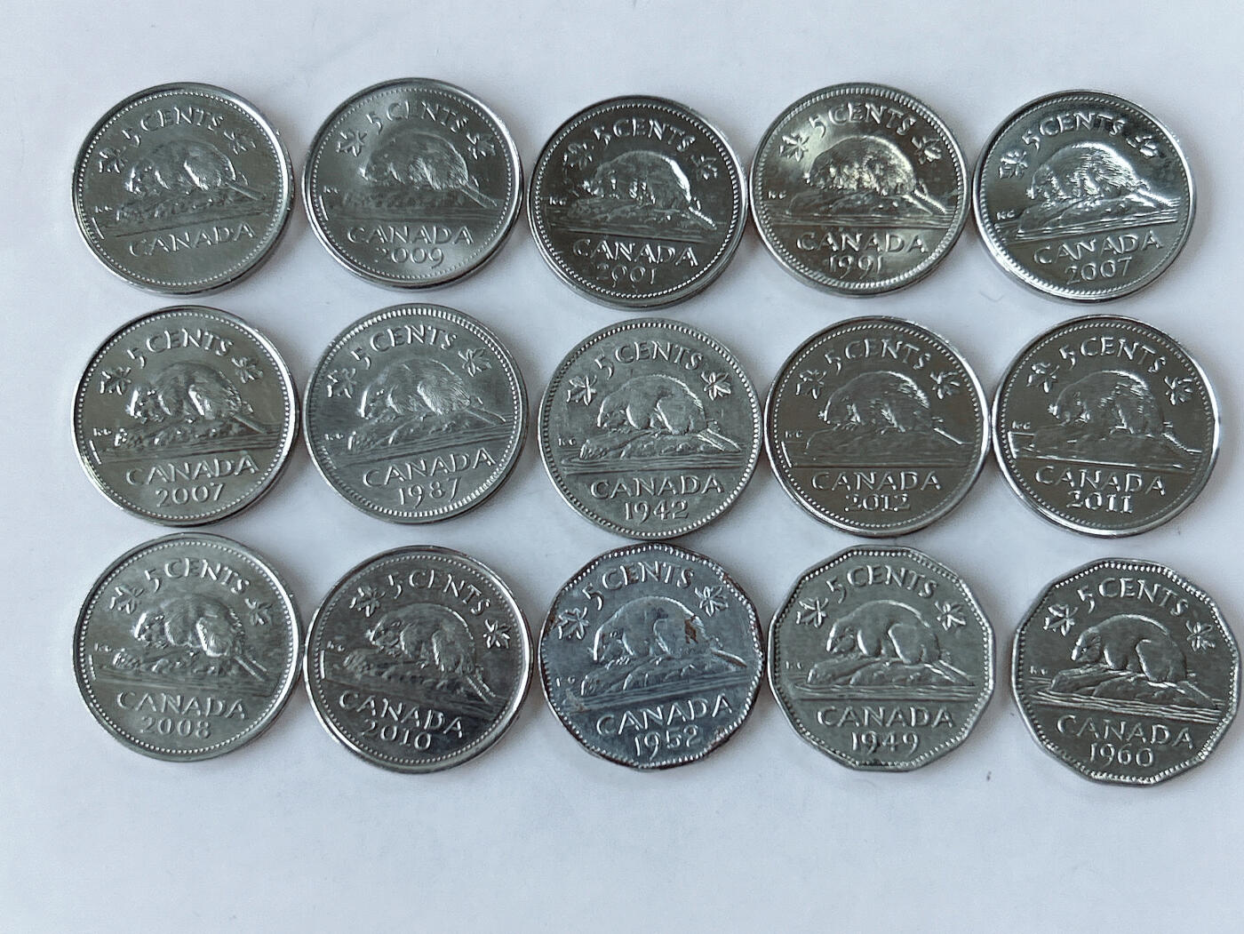 第一海外回流一元起拍收藏 散币专场 第86期 加拿大5分海狸 15枚