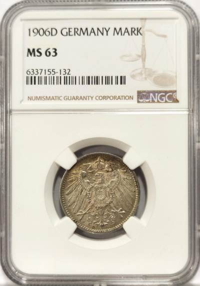 博洋堂世界钱币拍卖第076期（全场包邮） - NGC MS63 德国1906年黄油光马克 小特年 克劳斯指导价高 往上高分仅6枚