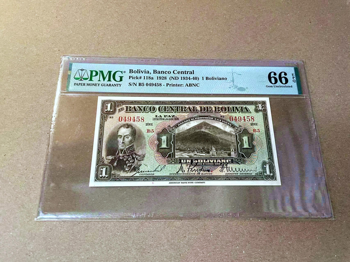 【Blue Auction】✨世界纸币精拍第473期【精】 玻利维亚 1928年1玻利维亚诺 PMG66EPQ 