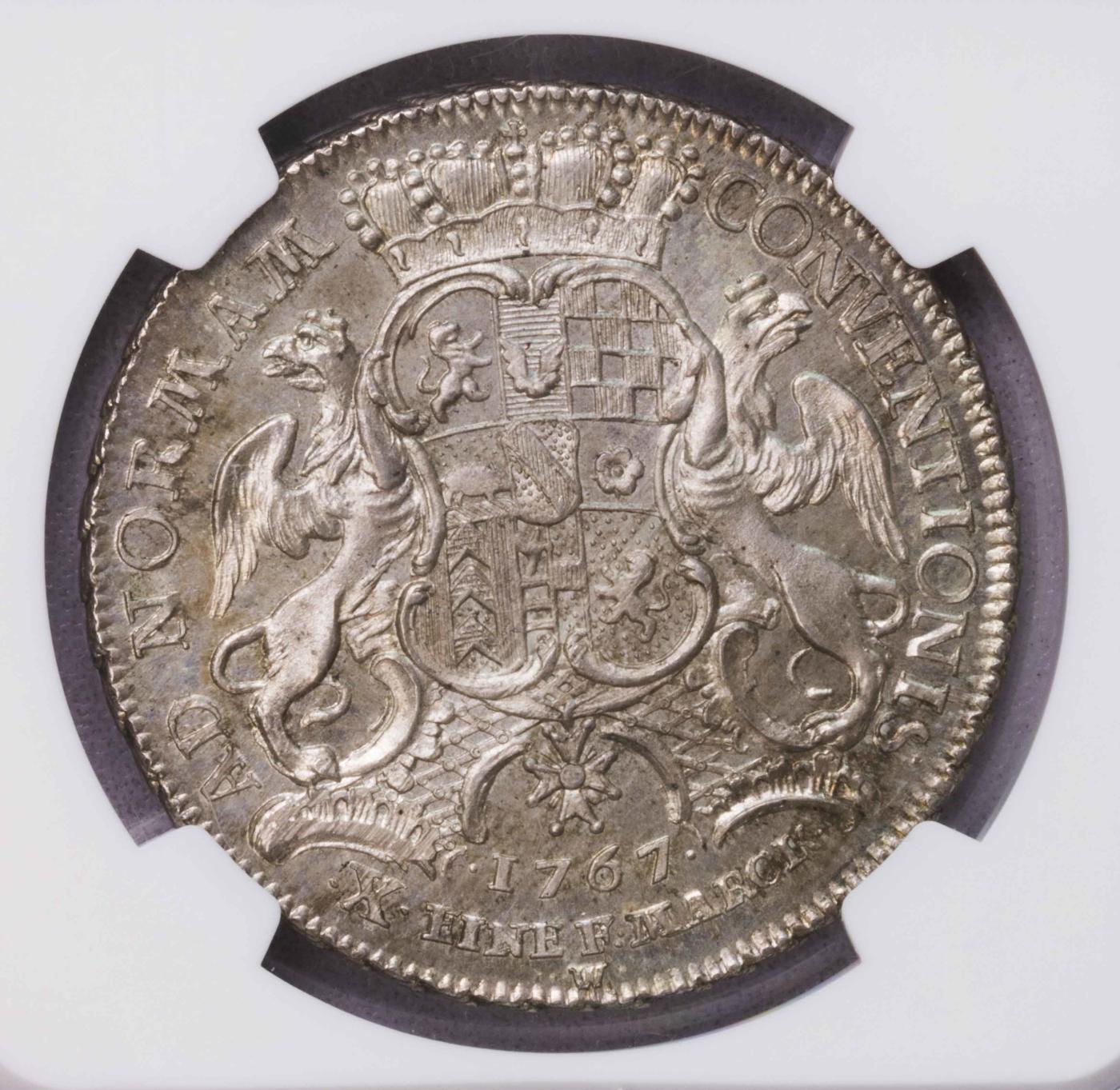 NGC-MS65 1767德国巴登杜拉赫狮鹫泰勒大银币 唯一冠军 稀少完美