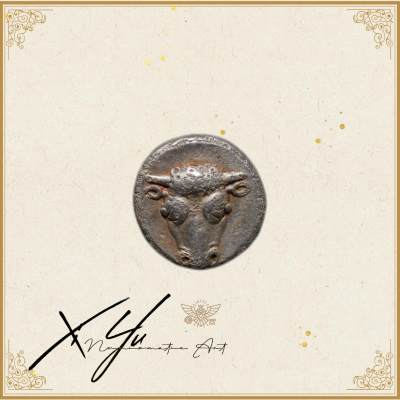 琋语集藏2024年6月古典打制币拍卖 - 古希腊福喀斯牛头与月亮女神阿尔忒尼斯1/2德银币