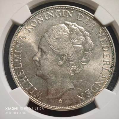 【德藏】世界币章拍卖第78期(全场顺丰包邮) - 1937年荷兰威廉明娜女王2.5盾大银币 NGC UNC
