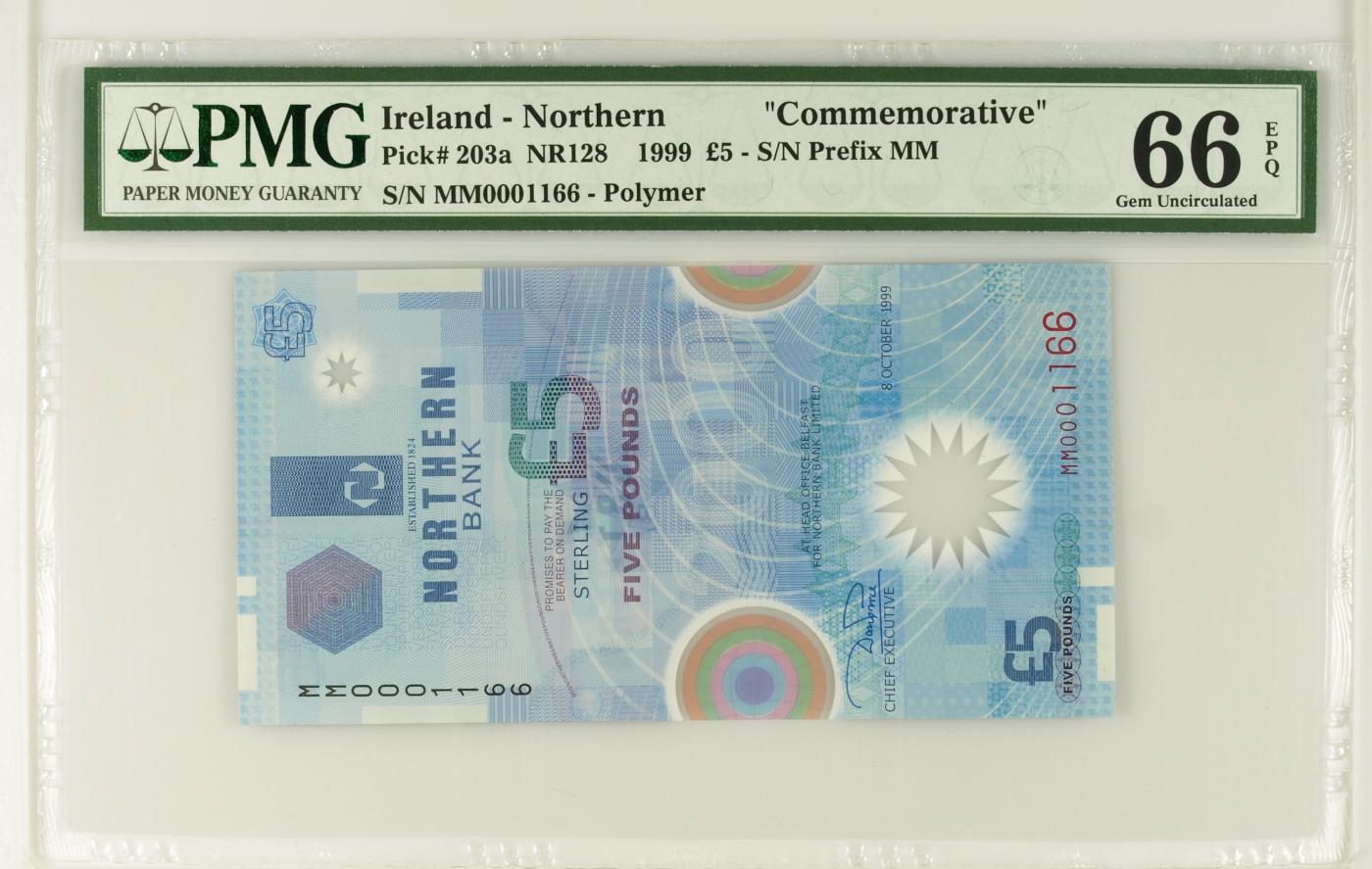 欧洲-北爱尔兰-2000年-千禧年-纪念钞 【PMG66】MM0001166，北爱尔兰，1999，千禧年