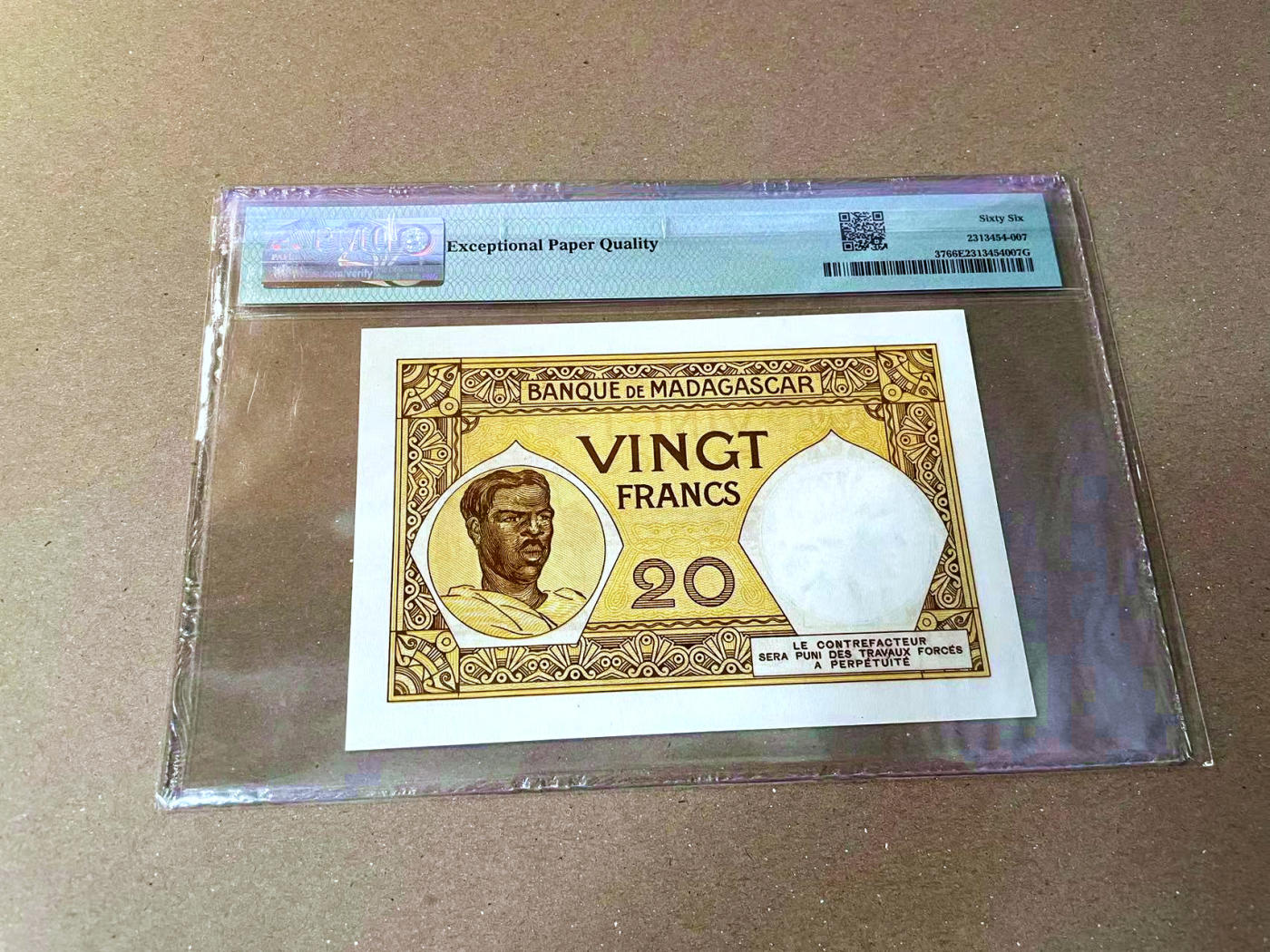 【Blue Auction】✨世界纸币精拍第473期【精】 马达加斯加 1937-47年20法郎 PMG66EPQ 