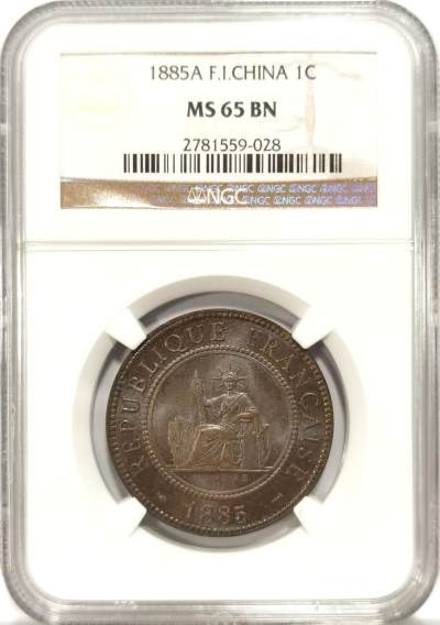 博洋堂世界钱币拍卖第076期（全场包邮） - 冠军NGC MS65BN 法属座洋首年1885A版1C铜币