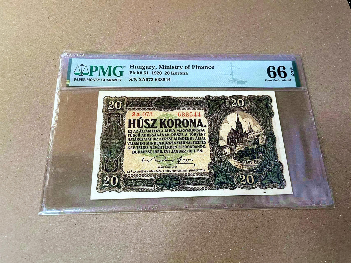 【Blue Auction】✨世界纸币精拍第473期【精】 匈牙利 1920年20克朗 PMG66EPQ 