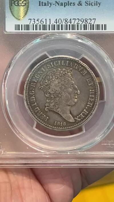 PCGS-XF40 1818意大利那不勒斯西西里60G 稀有原味 最高分