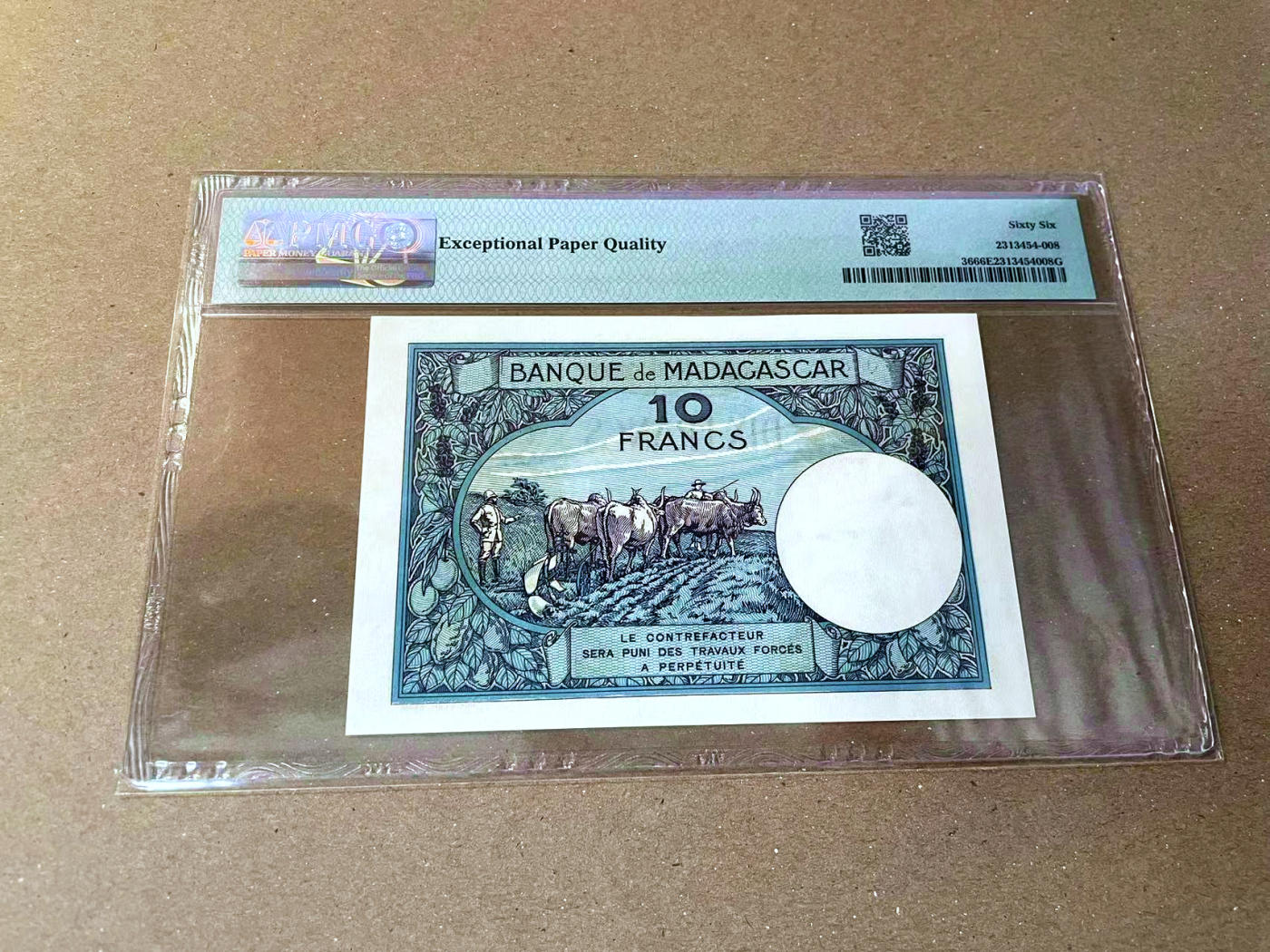 【Blue Auction】✨世界纸币精拍第473期【精】 马达加斯加 1937-47年10法郎 PMG66EPQ 