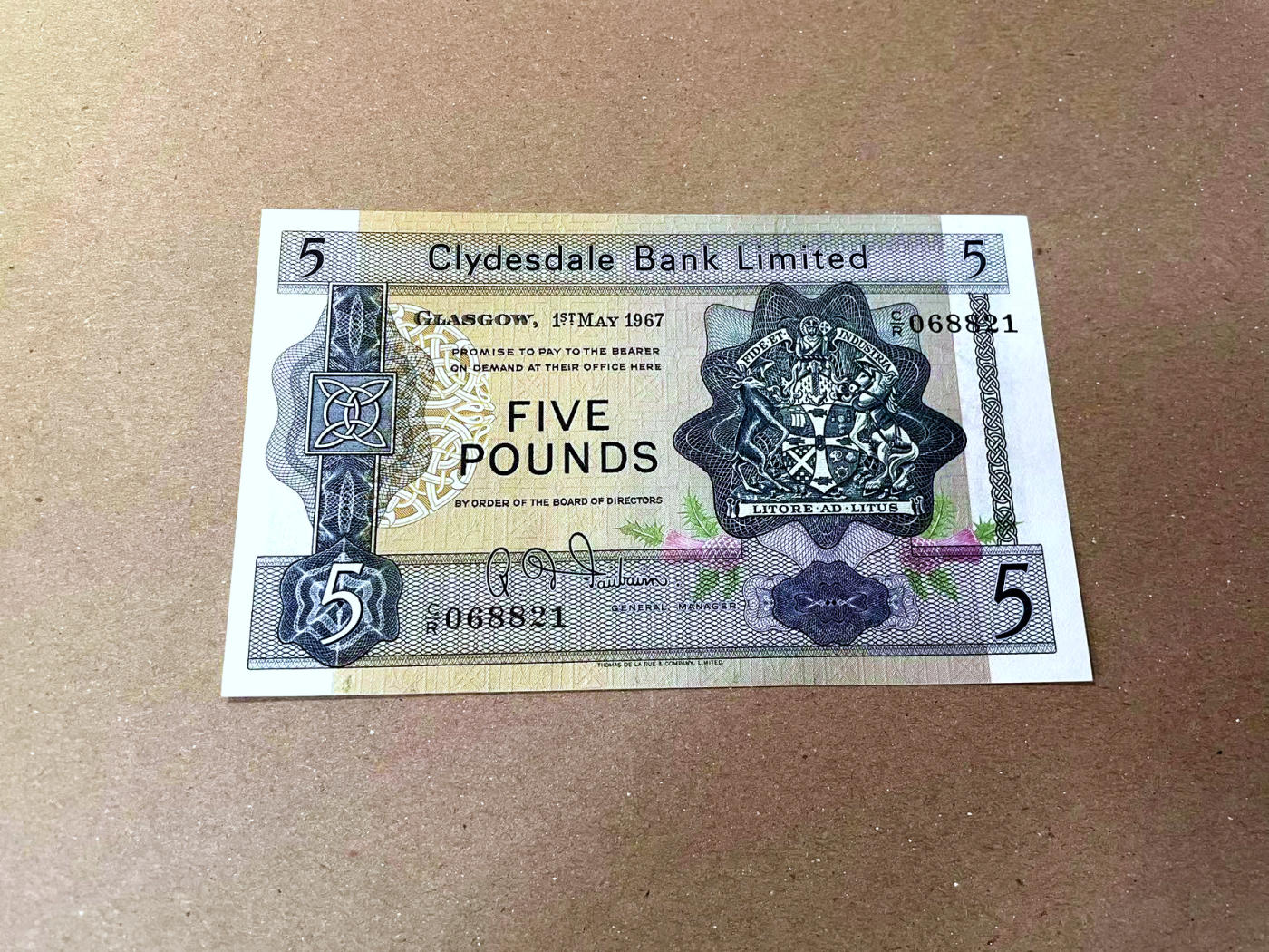 【Blue Auction】✨世界纸币精拍第473期【精】 【无47】苏格兰 1967年5镑 背面雕刻非常精美 AU品相 