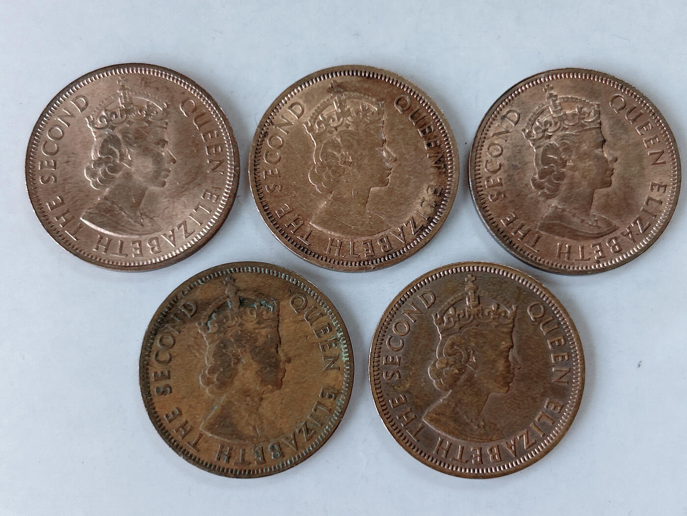 第一海外回流一元起拍收藏 散币专场 第86期 东加勒比1分铜币 5枚