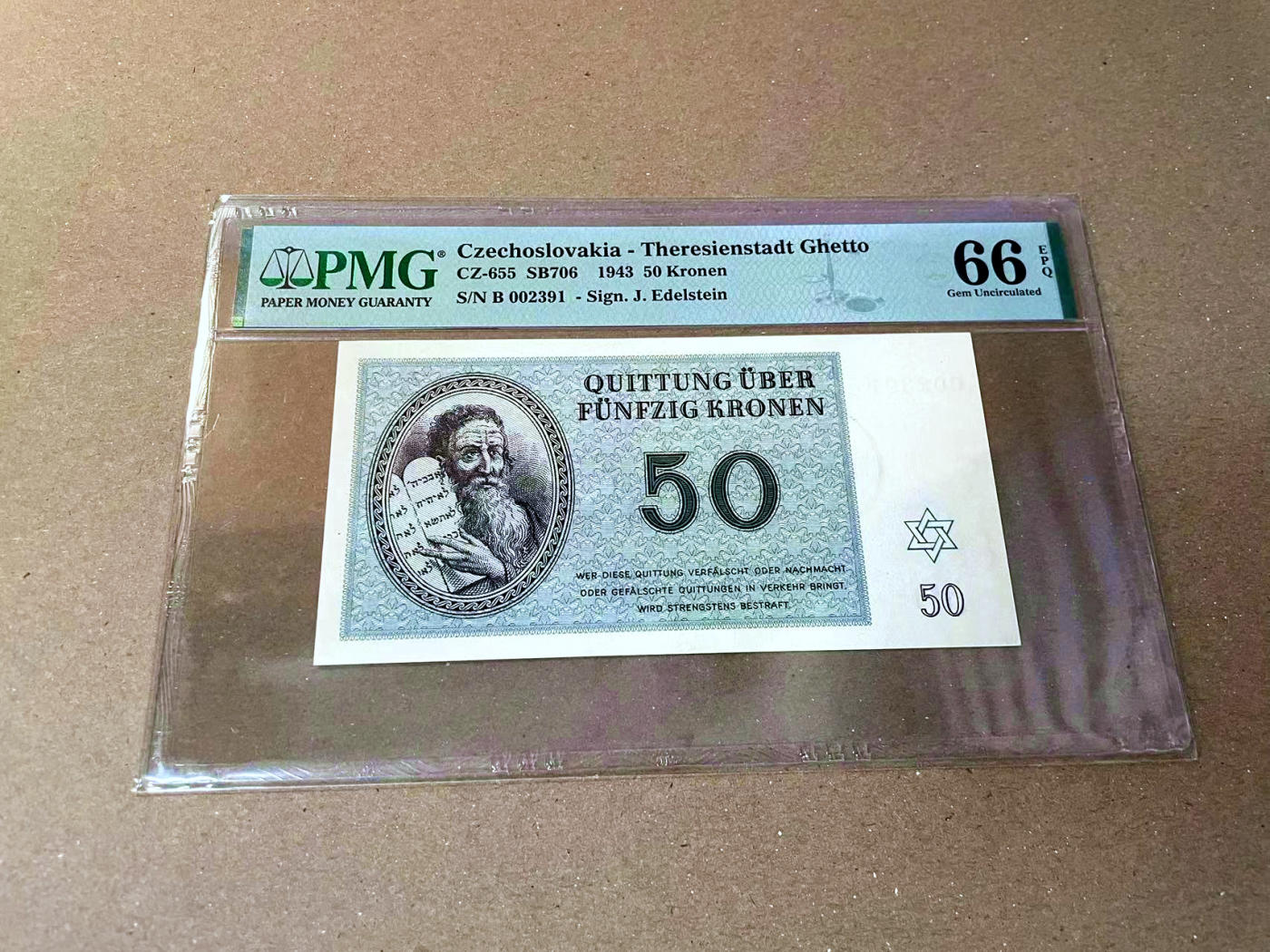 【Blue Auction】✨世界纸币精拍第473期【精】 【无47】德占捷克斯洛伐克 特雷津集中营 1943年50克朗 PMG66EPQ 