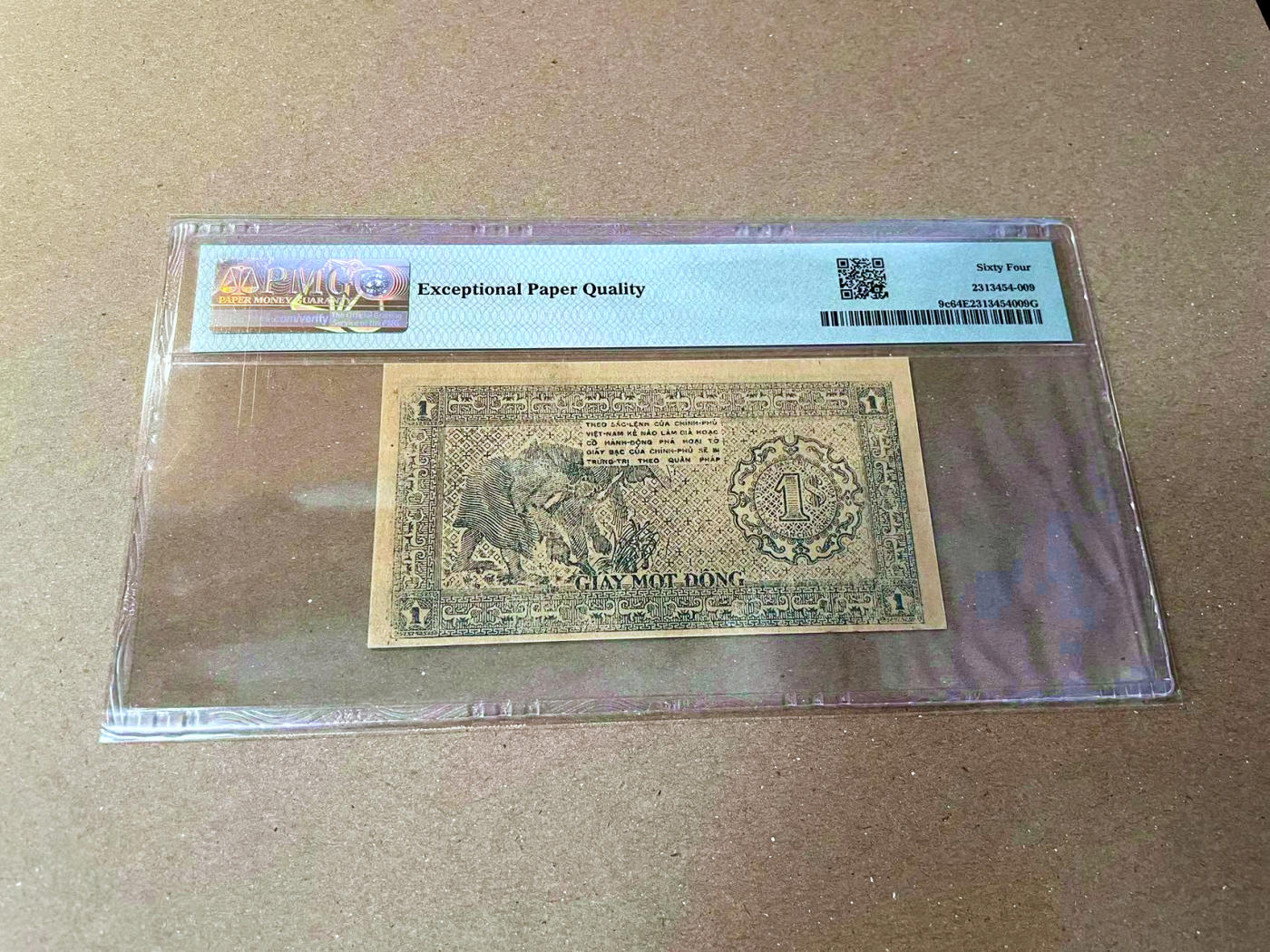 【Blue Auction】✨世界纸币精拍第473期【精】 【无47】越南 1947年1盾 胡志明 草纸钞 PMG64EPQ 原票