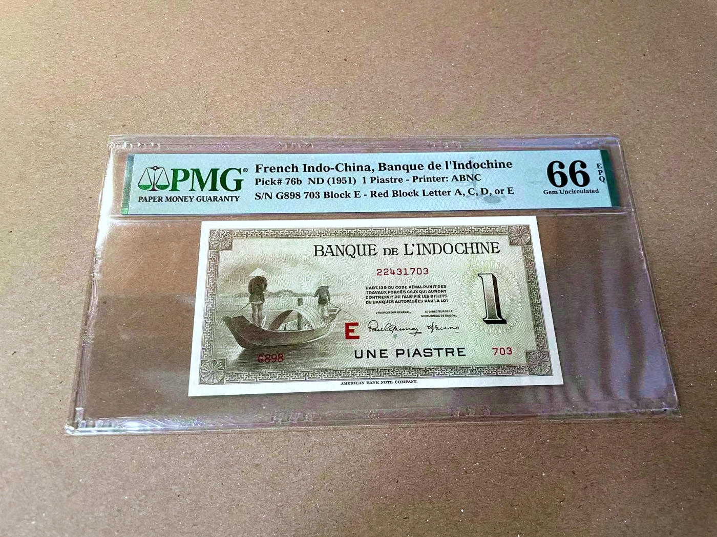 【Blue Auction】✨世界纸币精拍第473期【精】 法属印支 1951年1皮 PMG66EPQ 