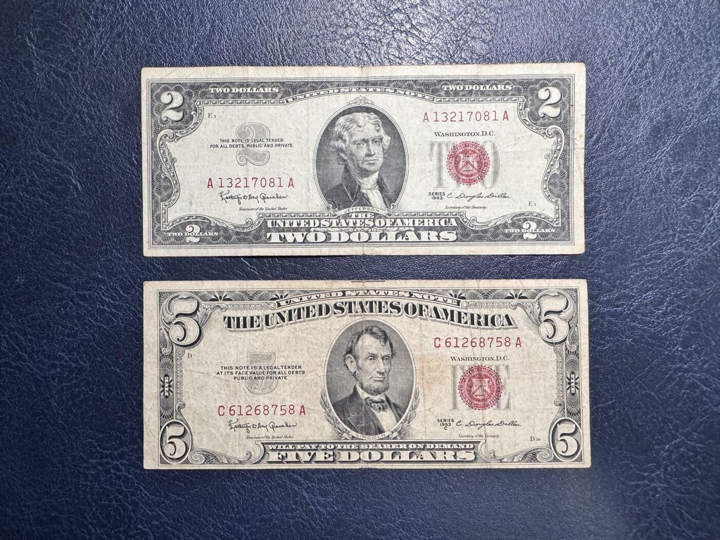 收藏联盟Quantum Auction 第345期拍卖  美国政府券1953-63年2和5元 品相如图