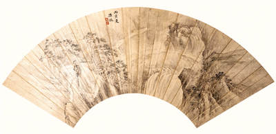 2024贵州聚宝轩春季拍卖会 - 近代孙枝  山水 扇面规格：49cm*16cm