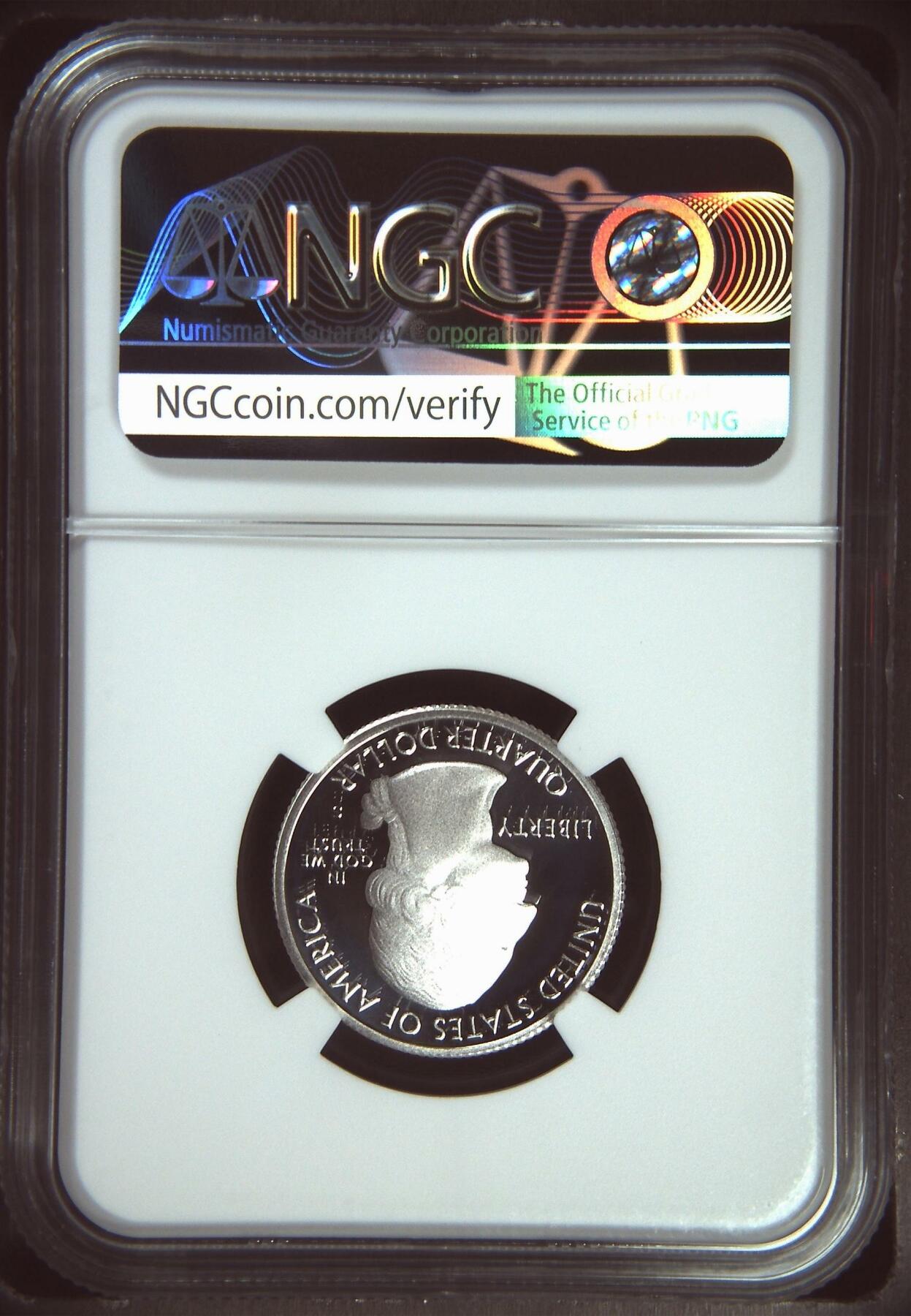 长老汇龙年精选第四场 2018 S 美国门徒群岛25美分精制银币，NGC PF70UC，首日标