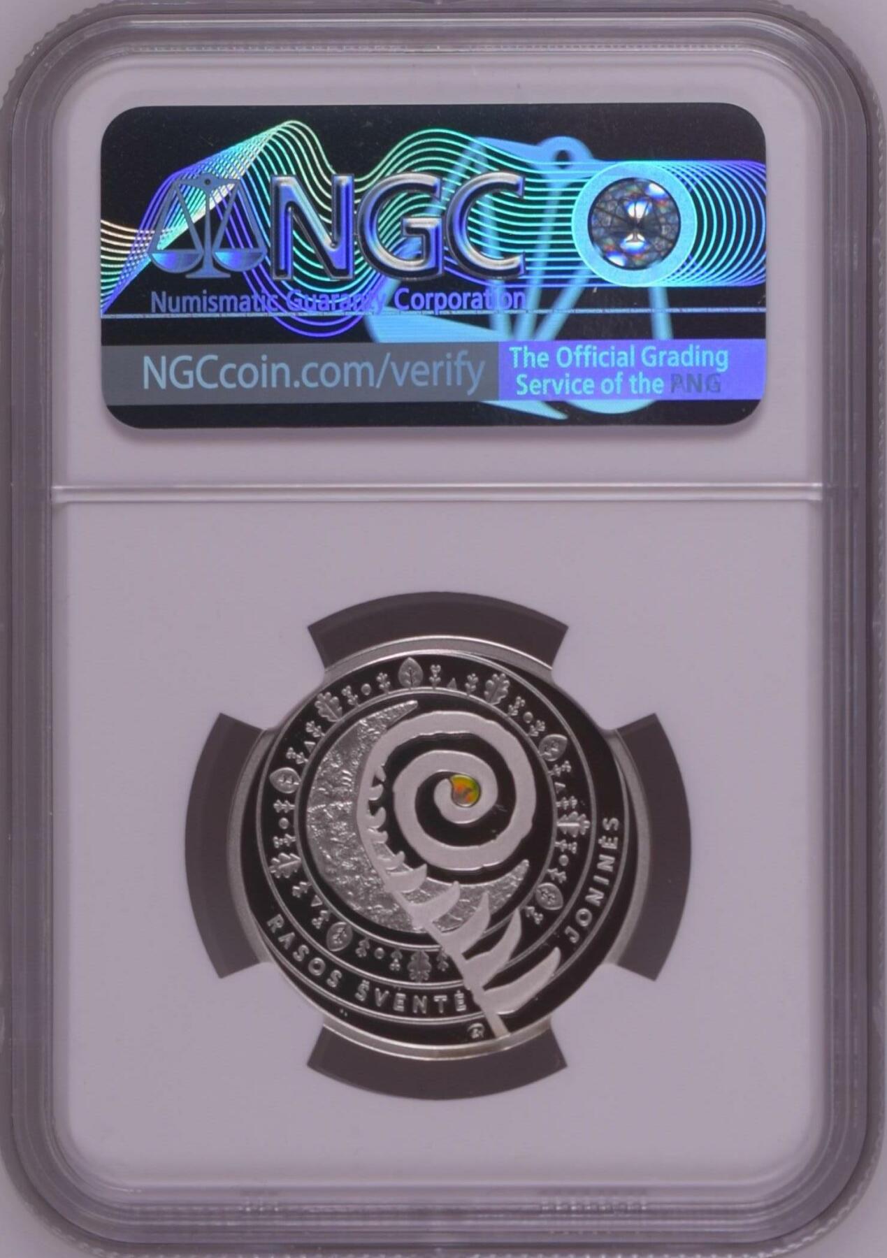 长老汇龙年精选第四场 2018LMK 立陶宛仲夏节庆祝5欧元精制银币，NGC PF70UC，带证书，3000枚