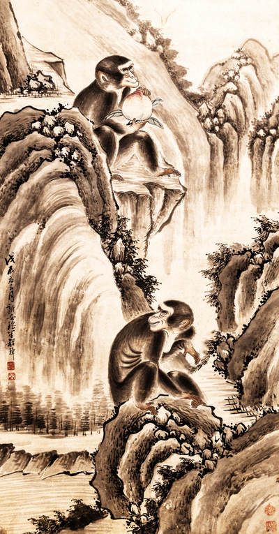 2024贵州聚宝轩春季拍卖会 - 近代程璋 《祝寿图》 立轴规格：90cm*47cm